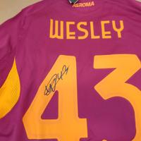 Maglia calcio as Roma originale autografata wesley