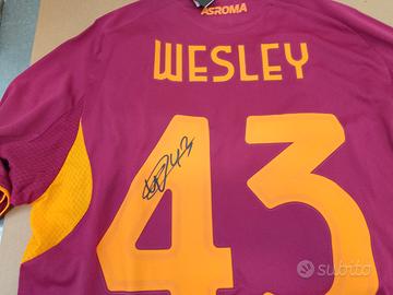 Maglia calcio as Roma originale autografata wesley