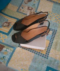Sandali Donna Neri Slingback Pelle Comfort