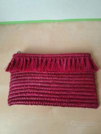 Pochette  in rafia color ciliegia