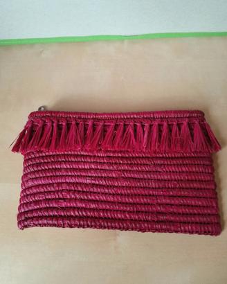 Pochette  in rafia color ciliegia