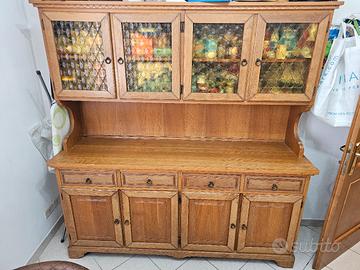 Madia credenza vintage in rovere con vetrina vetro