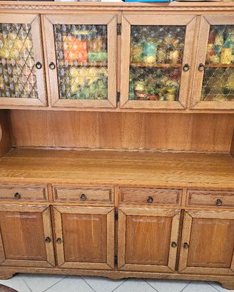 Madia credenza vintage in rovere con vetrina vetro