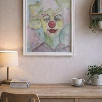 Quadro in acquerello originale con cornice 36x44