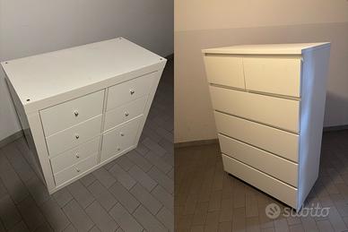 IKEA MALM + KALLAX bianche con cassetti