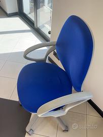 10 sedie da ufficio blu con braccioli  e rotelle