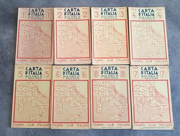 Antica “Carta d’Italia” Touring Club 1952 8 Fogli