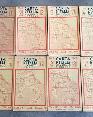 Antica “Carta d’Italia” Touring Club 1952 8 Fogli