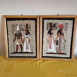 2 quadri di pergamena egiziana originali 