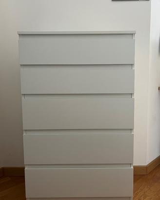 Cassettiera IKEA con 5 cassetti, bianco, 70x40x112