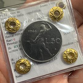 Moneta periziata FDC, 50 lire 1966 Repubblica ITA