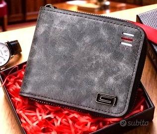 Portafoglio Uomo *NUOVO* Zip, similpelle, floccato