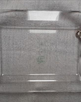 Vassoio in vetro con rosa in argento 800/925