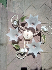 Plafoniera nuova avorio e oro 3 Lampade