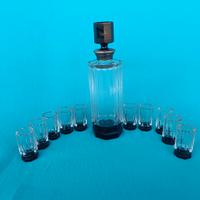 ART DECO bicchieri bottiglia liquore collo argento