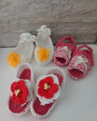 3 Paia di scarpette neonata 