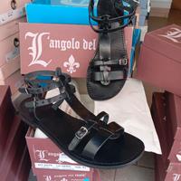 Sandali alti schiava cuoio artigianali made Italy