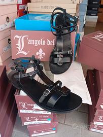 Sandali alti schiava cuoio artigianali made Italy