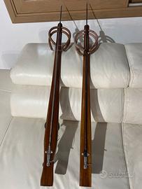 Arbalet fucile doppio elastico legno teak iroko