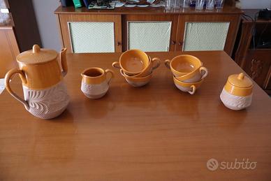 Servizio da tè vintage in terracotta smaltata