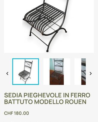 Numero 6 sedie in ferro battuto richiudibili