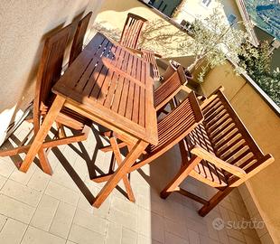 Set completo da giardino in teak