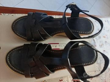 Sandali donna tacco a  zeppa in pelle 