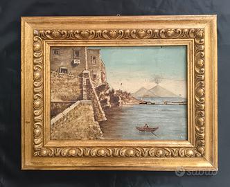 Dipinto antico olio su legno scuola napoletana 