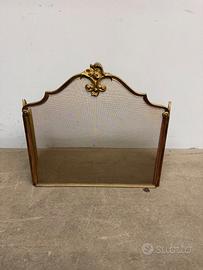 Antico parafuoco per camino in bronzo dorato XIX