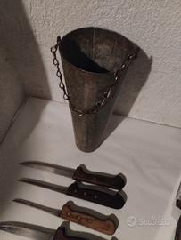 set coltelli macellaio vintage astuccio e acciar