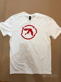 Aphex Twin glitched red logo white t-shirt