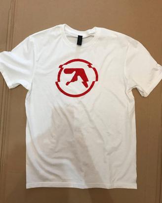 Aphex Twin glitched red logo white t-shirt