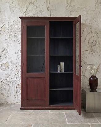 Dispensa a vetrina legno rosso bordeaux blu scuro