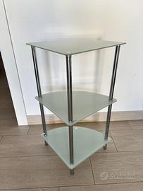 Mobiletto in vetro e acciaio