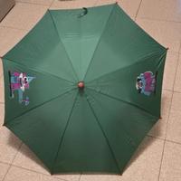 Ombrellino con manico raffigurante testa di clown.