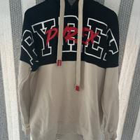 Felpa Pyrex nera e beige con logo rosso