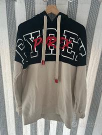 Felpa Pyrex nera e beige con logo rosso