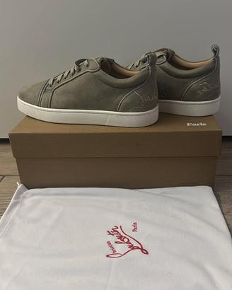 Sneakers Uomo Pelle Grigia Suola Rossa Luxury