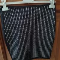 Minigonna nera elasticizzata paillettes taglia S