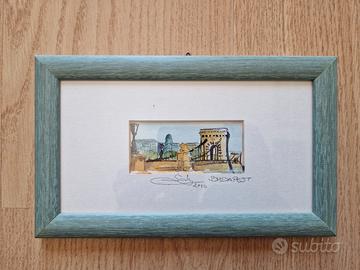 Acquerello Budapest fatto a mano con cornice