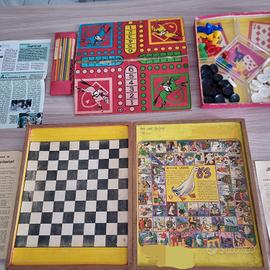 Giochi da tavolo scatola di legno anni 60 origine 
