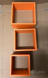 Set 3 Mensole Cubiche Arancioni Ikea