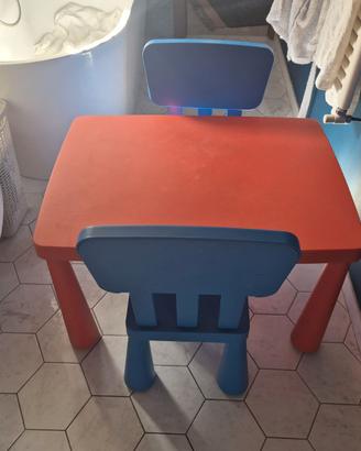 Set Tavolino IKEA MAMMUT con 2 sedie per bimbi