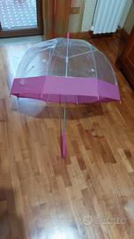 Ombrello stile Fulton trasparente fascia Pink