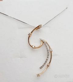 COD.914C.25 COLLANA+CIONDOLO "G" 2 ORI BRILLANTI