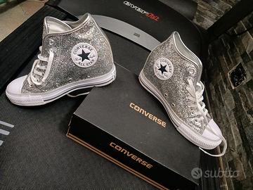 Converse argento 2024 con zeppa