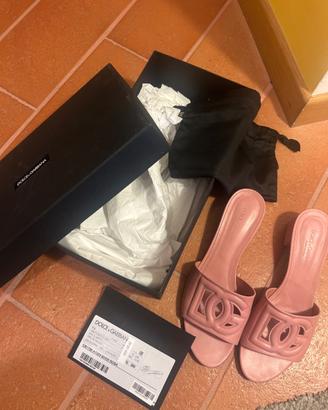 Ciabatte con tacco dolce e gabbana rosa 38,5