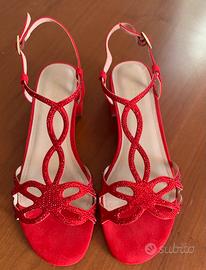 Sandali con strass rossi