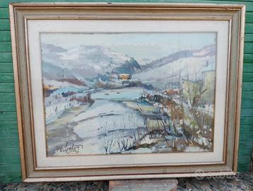 Quadro del 1978 PAESAGGIO INVERNALE firmato