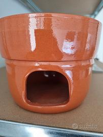 scaldavivande in terracotta smaltata 
